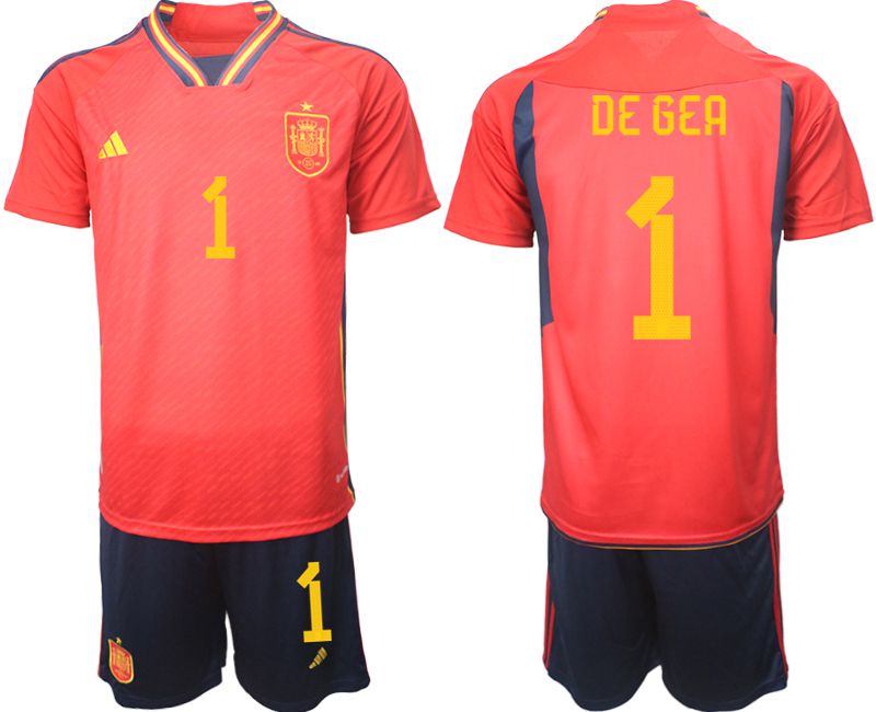 Men 2022 World Cup National Team Spain home red #1 Soccer Jersey